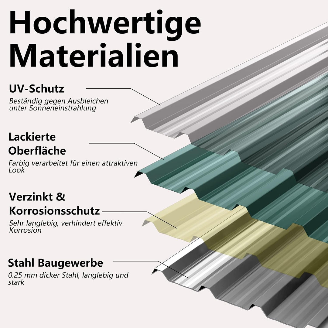 24er Dachbleche Trapezblech 129,5x45cm Stahlblech Formblech Platten Dachplatten Wetterfest Wellblech