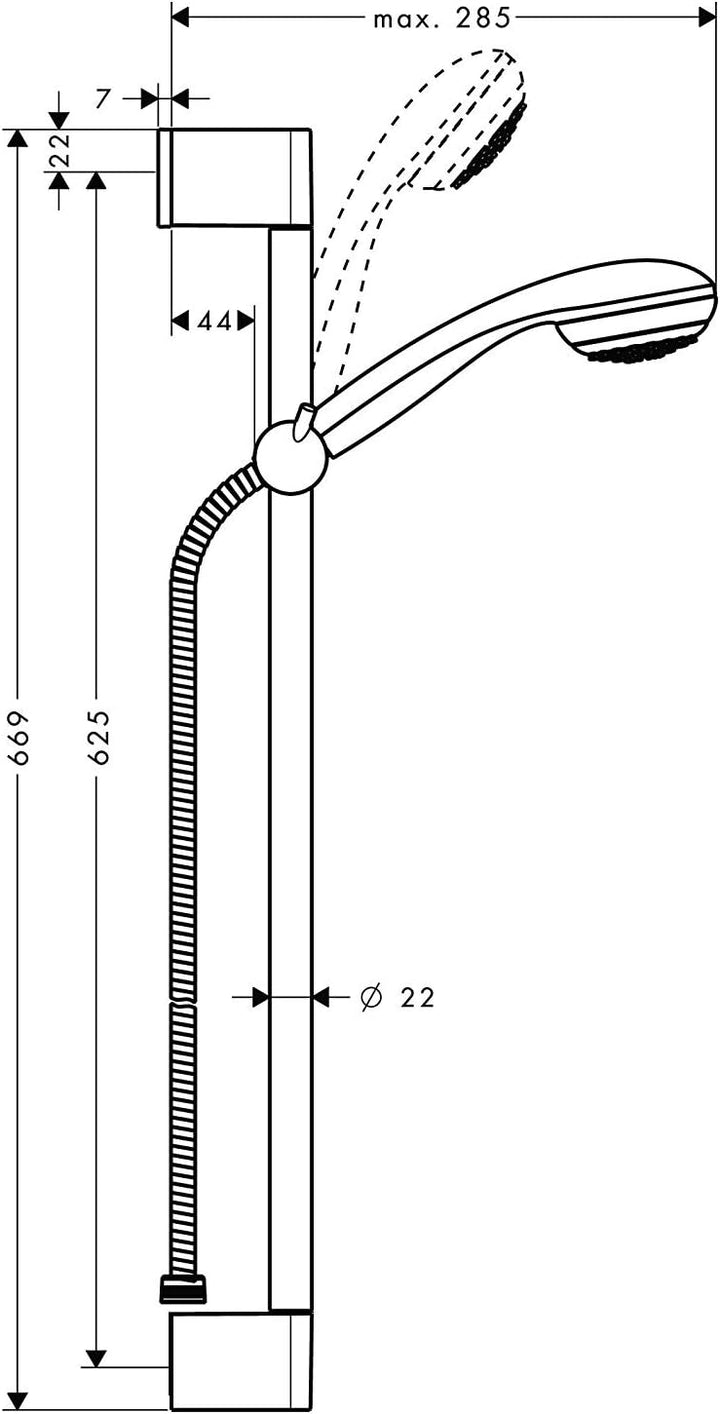 hansgrohe Crometta 85 Duschset 0,65m, Chrom 1 Strahlart ohne Seifenschale 0,65m Set, 1 Strahlart ohn