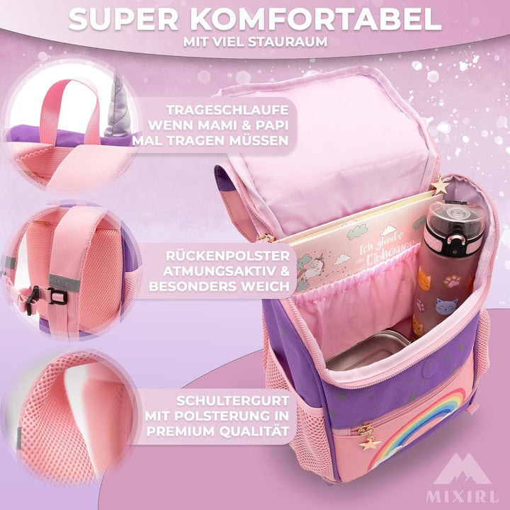 MIXIRL® Lässiger Kindergartenrucksack Mädchen &amp; Kleinkind Rucksack ab 2 Jahre hochwertiger Einhorn K