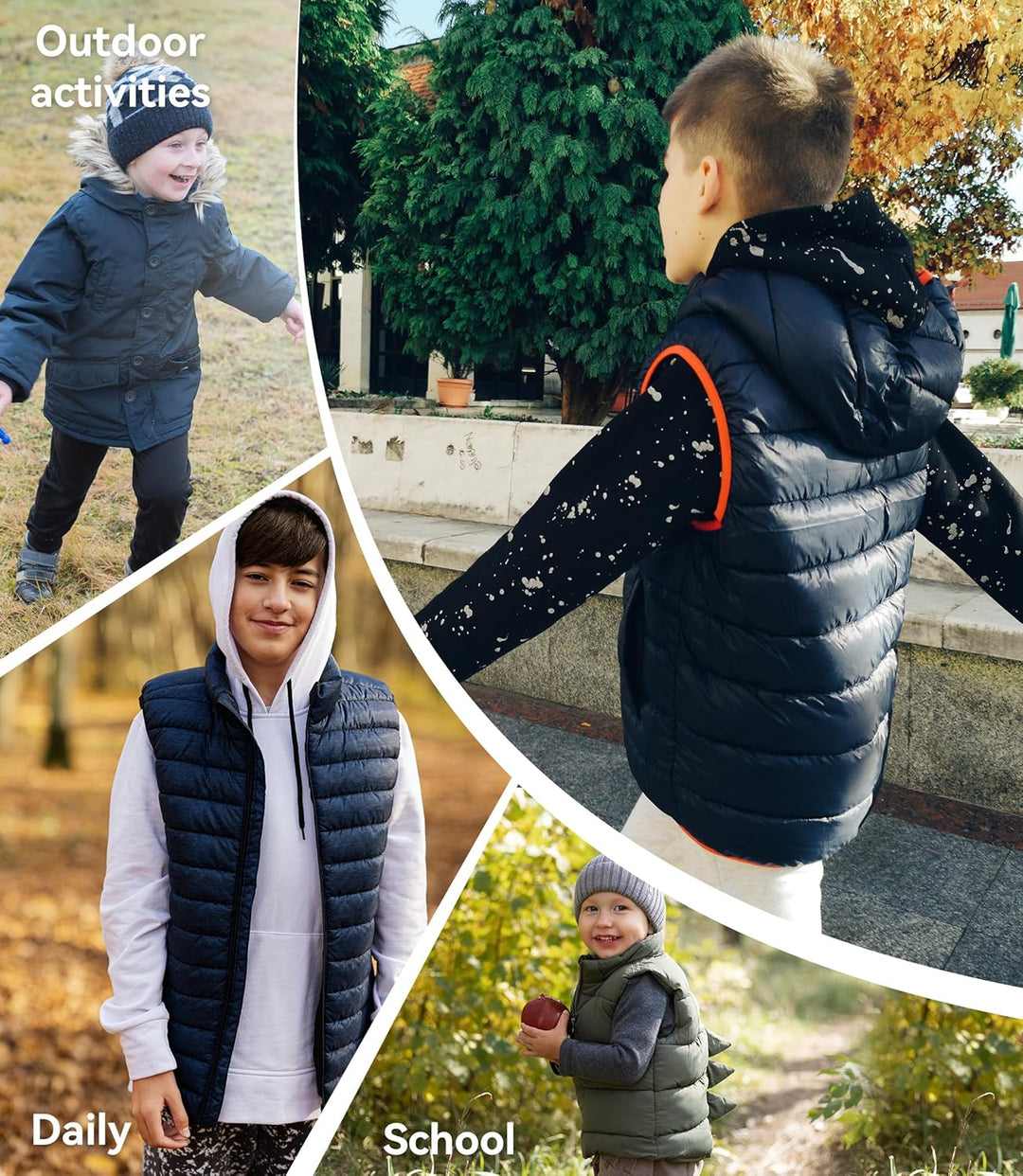 Kinder Warme Weste Jungen Steppweste Ärmellose Winterjacke Puffer Weste mit Kapuze Schwarz Grün 170-