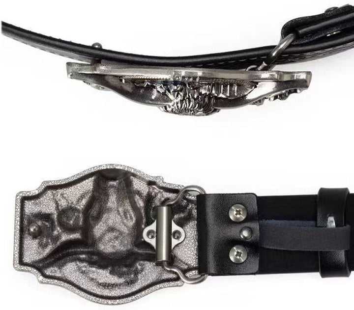 WRJAHCG Gürtel Western für Cowboy, Vintage Long Horn Bull Rodeo Western Cowboy Gürtel,Silver red,120