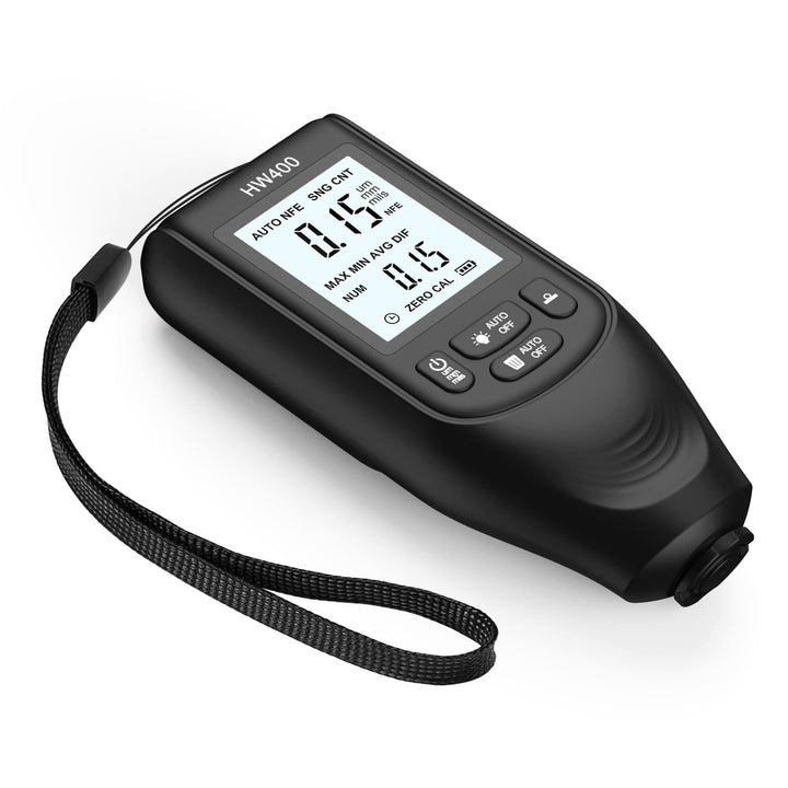 Bewinner Digitales Schichtdickenmessgerät - Neu aufgerüstete HW400, Ultrahochpräzise Sonde, Lackmil