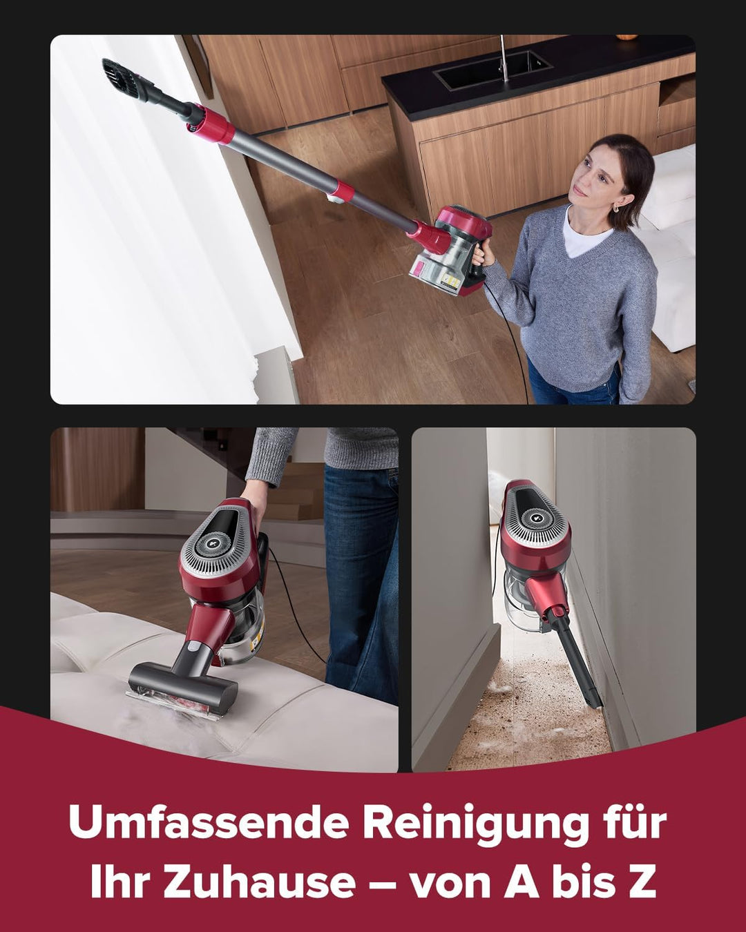 Vexilar C8 Staubsauger mit Kabel, 60KPa & 600W Starke konstante Saugkraft, Staubsauger beutellos, 7m