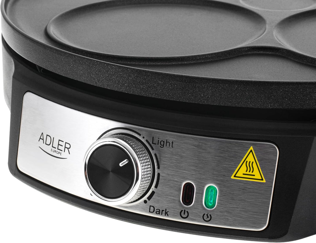 Adler Crêpe Maker [Ø 30cm] elektrisch mit Teigverteiler & Wender | Pfannkuchen Maker Platte mit Anti