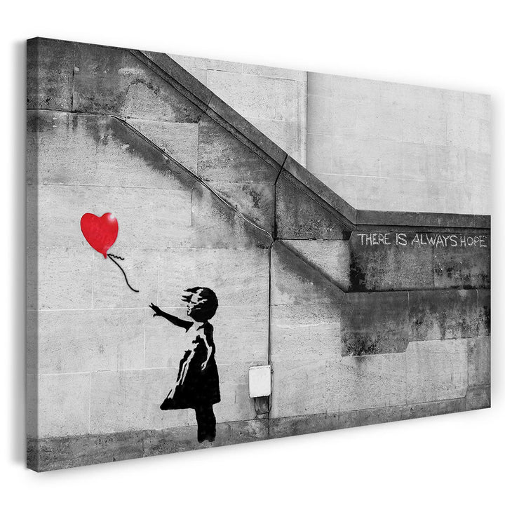 Printed Paintings Leinwand (80x60cm): Banksy - Balloon Girl Mädchen mit Luftballon Always Hope St 80
