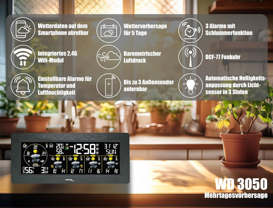 WD3050 Smart Life Wetterstation: Präzise 5-Tage-Vorhersagen, App-Steuerung, Alarmfunktionen &amp; Mehr –