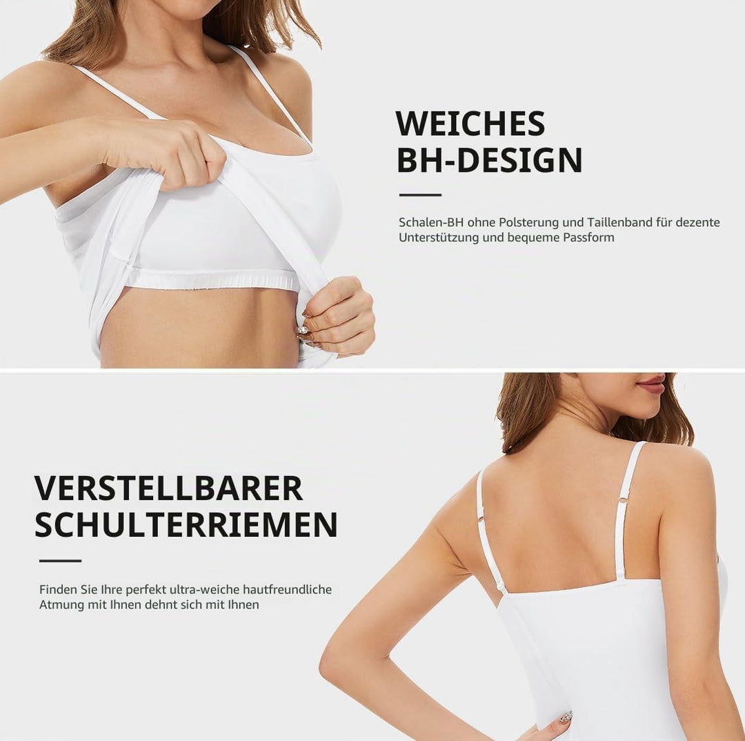 Knuffnee Damen Baumwolle Unterhemd Regal BH Unterhemden Verstellbaren Spaghetti Top 3er Pack XXL Sch