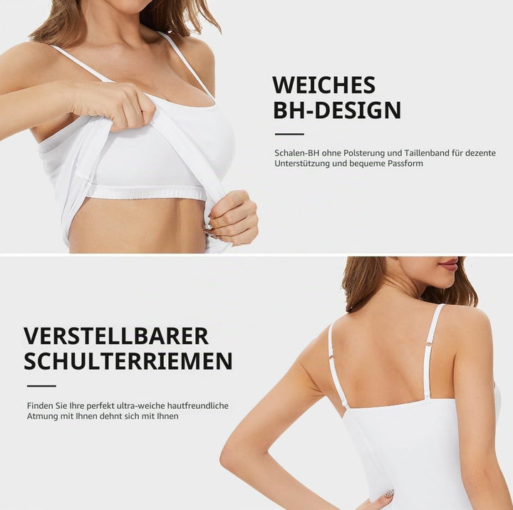 Knuffnee Damen Baumwolle Unterhemd Regal BH Unterhemden Verstellbaren Spaghetti Top 3er Pack XXL Sch