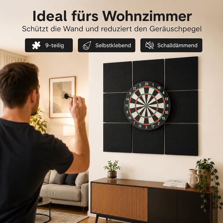 9 Stück Dart Wandschutz, 90 * 90 * 1.2cm Filz Dartboard Wandschutz, Wandumrandung für Dartscheibe, S