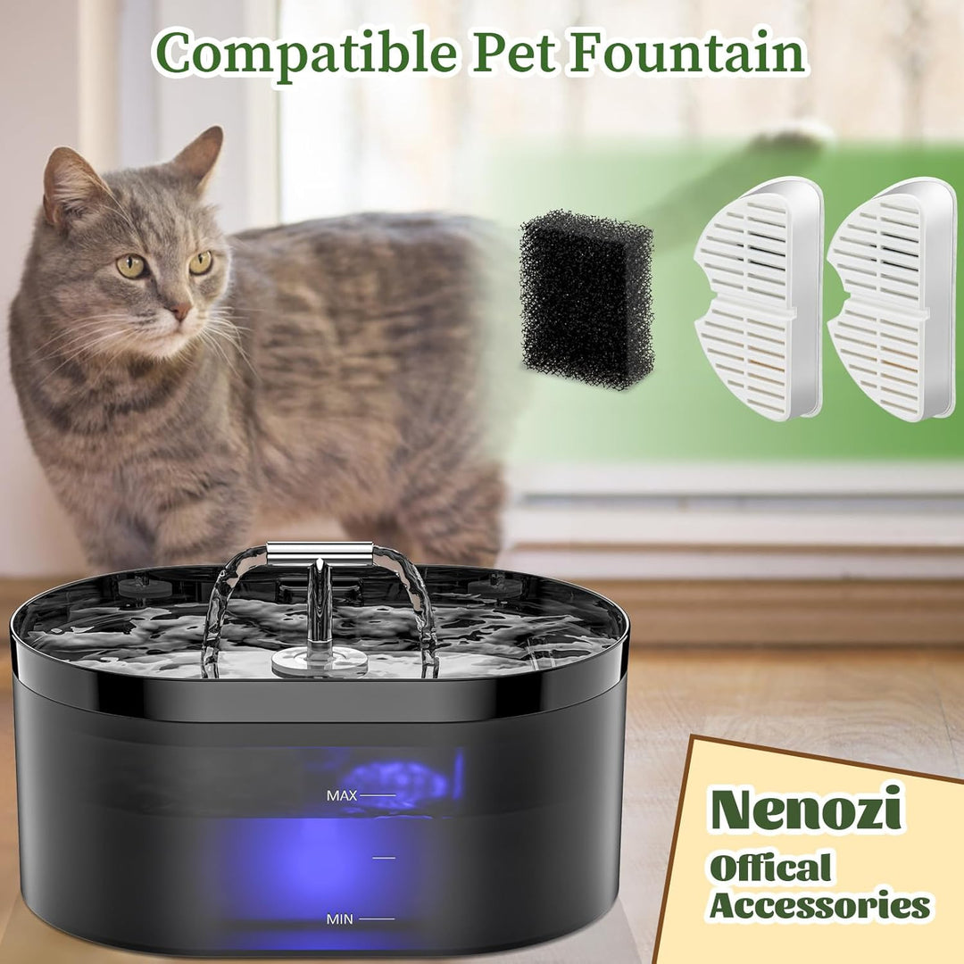 Cat Fountain Filter, 9 Pieces Filters + 9 Pieces Foam Filters for Cat Drinking Fountain, Filtering H