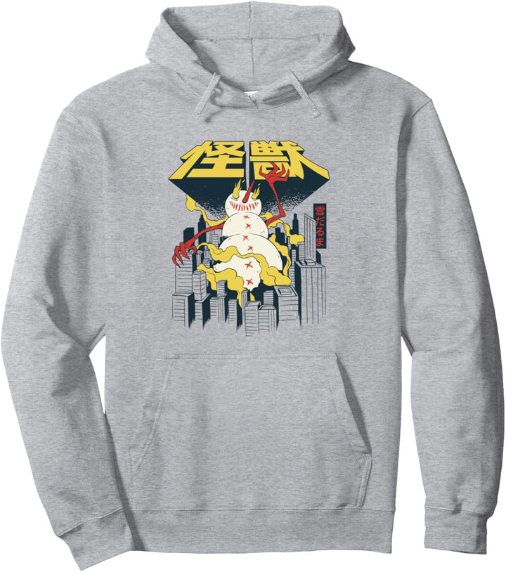 Kaiju Anime Riesenschneemann mit japanischen Buchstaben Pullover Hoodie