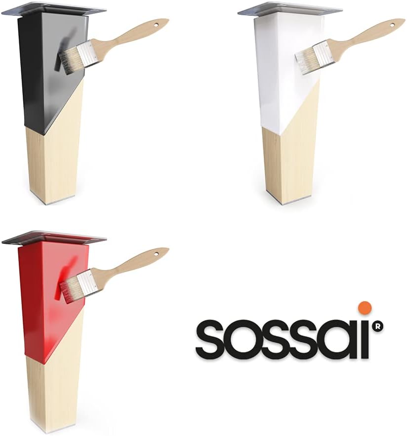 Sossai Möbelfüsse aus Naturholz Buche unbehandelt, Clif Square HMF4, 8 cm hoch, eckig, schräge Ausfü