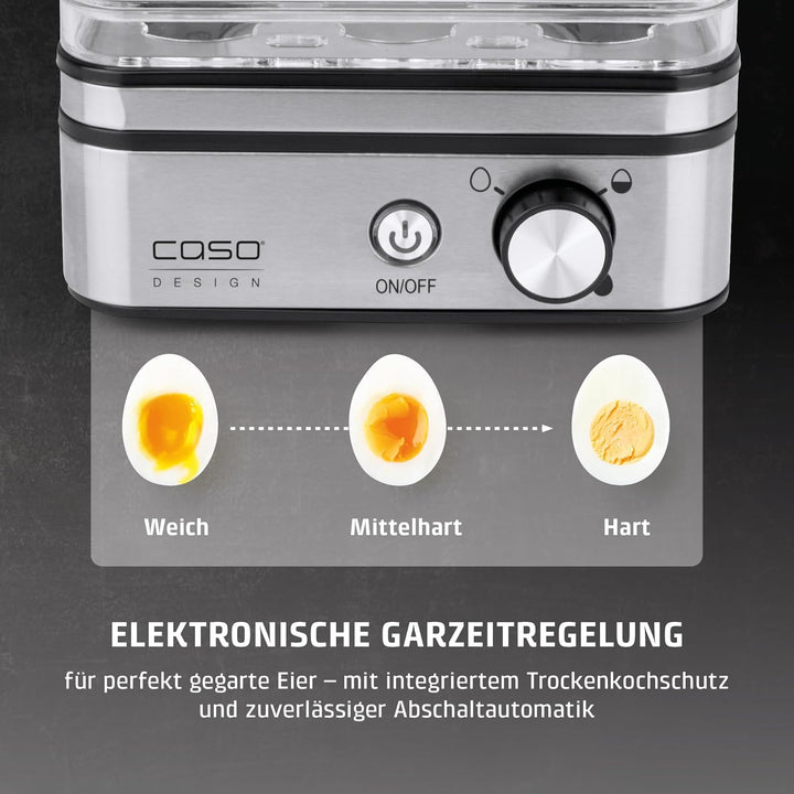CASO E 9 - Design Eierkocher, elektronischer Eierkocher für bis zu 8 Eier, herausnehmbarer Eiträger,