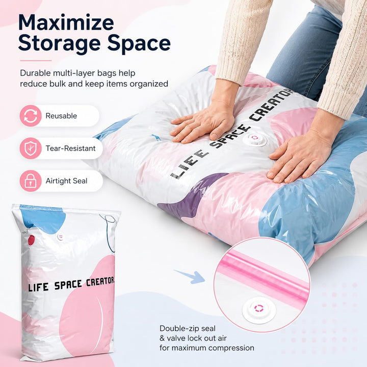 Vakuumbeutel Ohne Pumpe, No-Pump 3D Vacuum Life Space Creator Storage | Vacuum Storage Bags,4 Stück