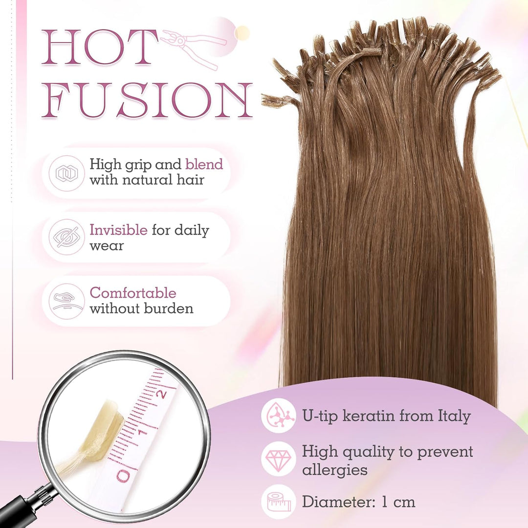 Elailite Echthaar Extensions Bonding Haarverlängerung 35cm U-tip Fusion Haar Extension Glatt 25 Strä
