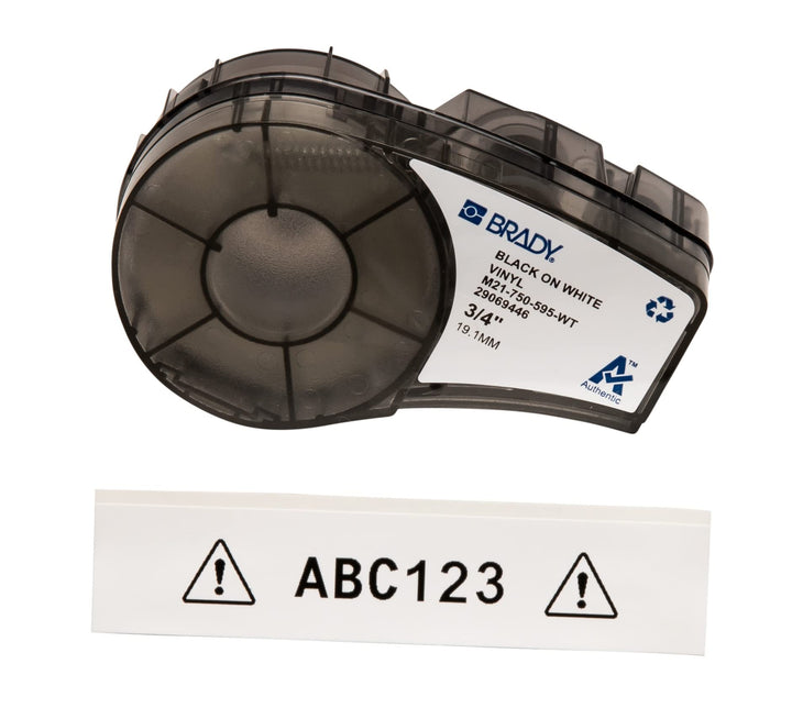 Brady M21-750-595-WT Tape For Lab Pal, Vinyl, 19.1 mm, White Etikett Vinyl - Schwarz auf Weiss, 19.0