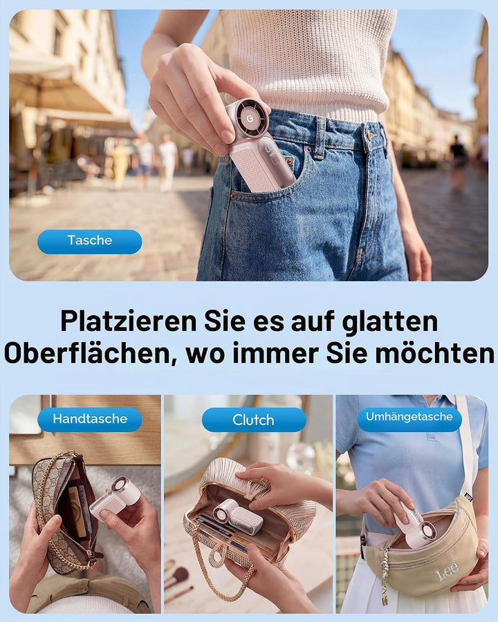 Gaiatop Tragbarer Mini-Handventilator, 6 Geschwindigkeiten, 16900 U/min, hohe Geschwindigkeit, persö