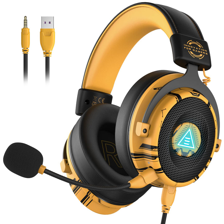 EKSA Gaming Headset, 7.1 Surround Sound PC Headset mit Noise Cancelling Mikrofon, USB & 3,5 mm Audio