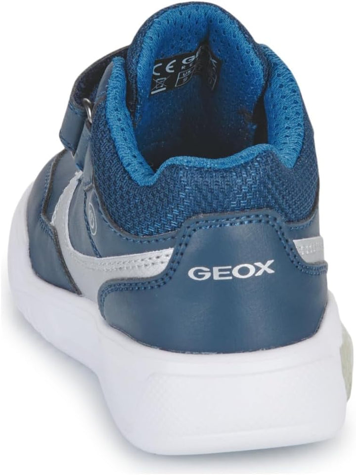 Geox Jungen J Illuminus Boy Sneaker 32 EU Navy Silver, 32 EU Navy Silver