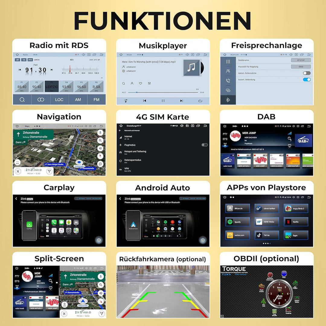 M.I.C. AFI73-L2 Android 14 Autoradio mit Navigation: MediaTek MT6765V, 4GB+64GB, 7 Zoll QLED Display