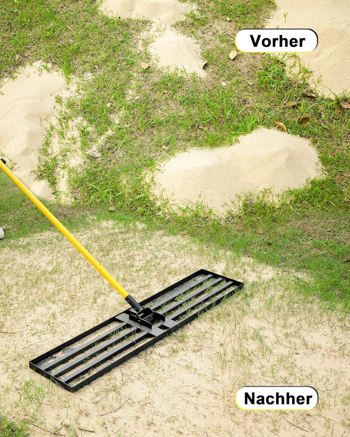 Rasen-Nivellierungsrechen, 2,13m, 114x 25cm, Nivellierwerkzeug, robust, müheloses Rasen-Nivellierwer