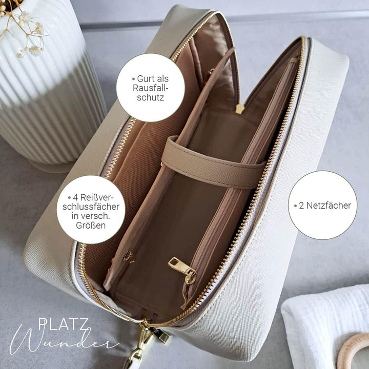 Little ELLA Wickelclutch, Wickeltasche, Windelorganizer mit vielen verschiedenen Fächern (beige), Be