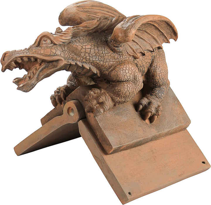 Design Toscano Apex, der geflügelte Drache, Skulpturaler Dachsitzer Garten, Garten