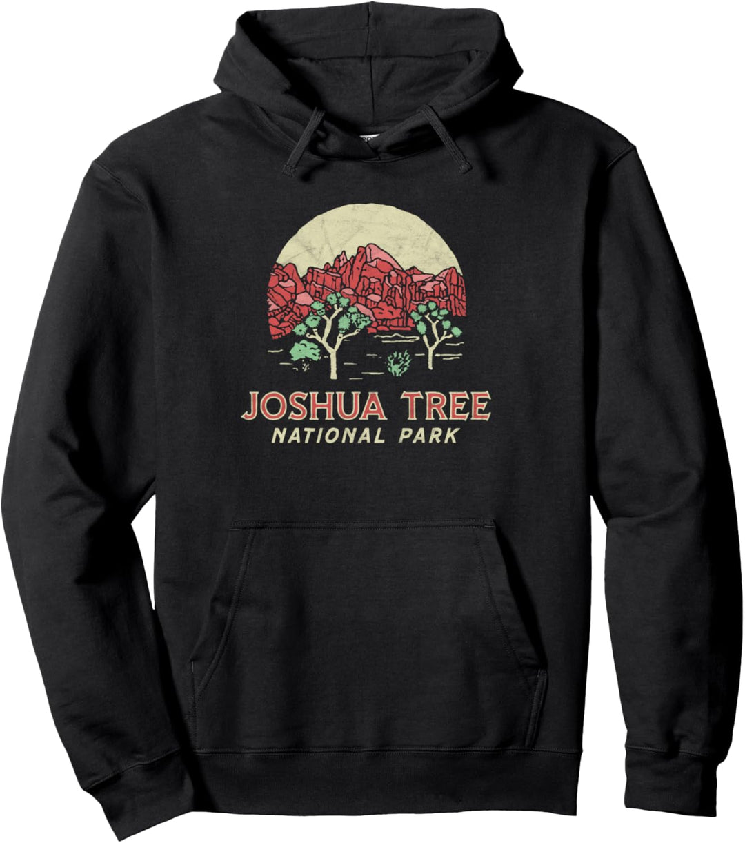 Joshua Tree Vintage Red Rock Mountains & Trees Sketch Pullover Hoodie