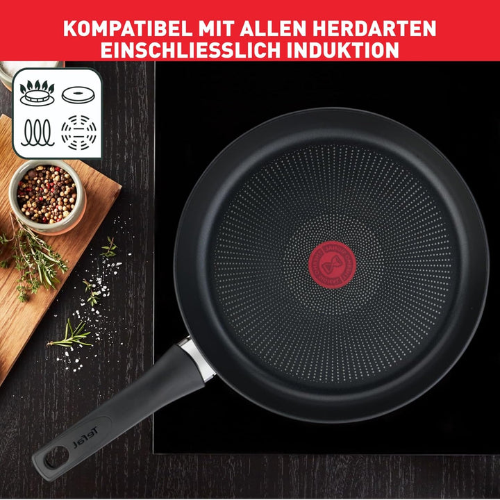 Tefal Ultimate On Bratpfanne 28 cm hoher Rand, Pfanne Induktion mit Titan Antihaftversiegelung, Ther