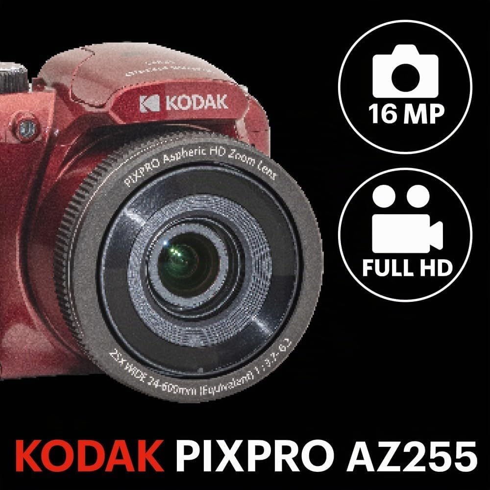 KODAK PIXPRO Astro Zoom AZ255-RD 16MP Digitalkamera mit 25-fachem optischen Zoom, 24 mm Weitwinkel,