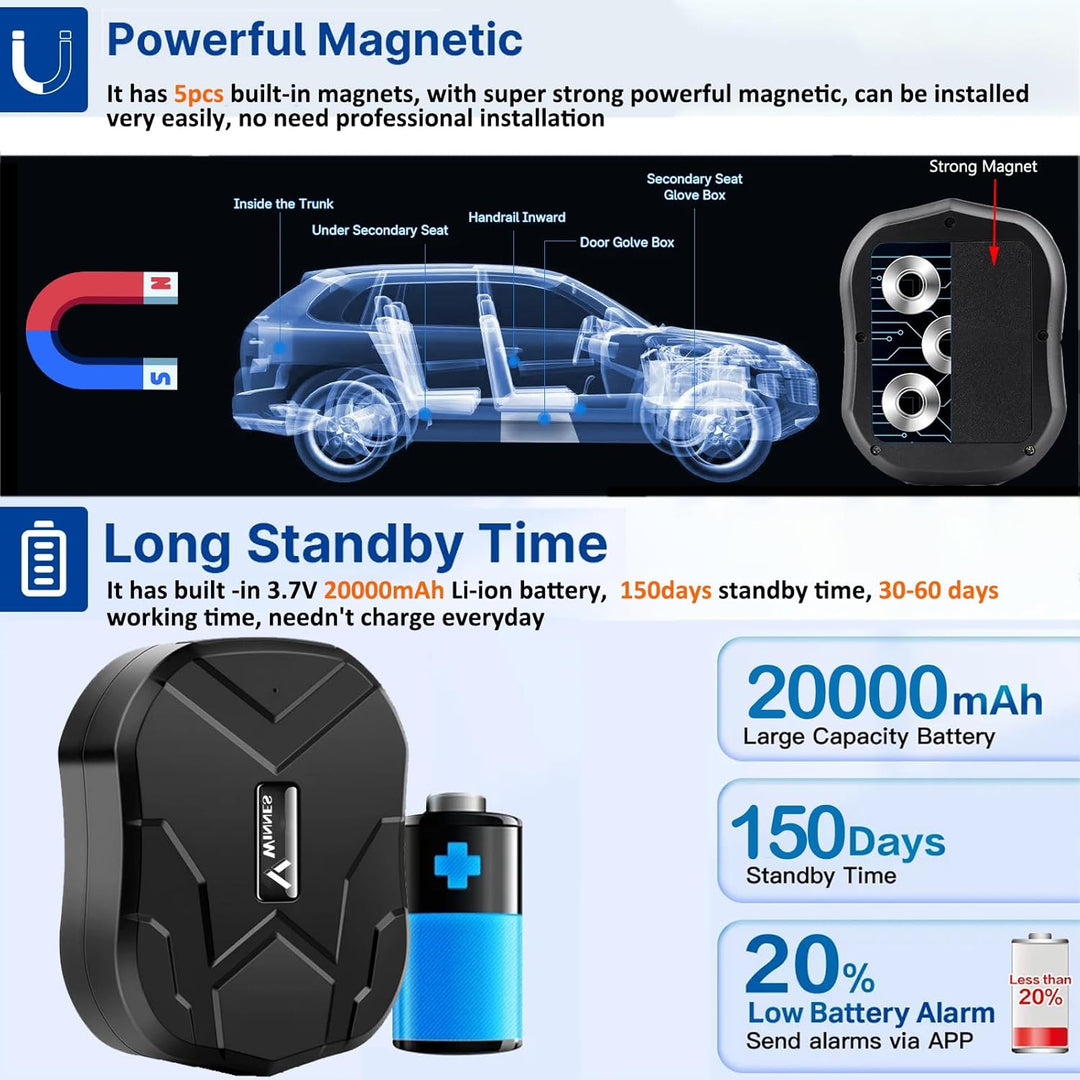 4G GPS Tracker Weltweite Echtzeit-Tracking 20000mAh Tracking Auto GPS Locator Wasserdicht und starke