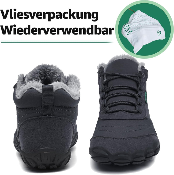 SAGUARO Barfussschuhe Winter Warm Wasserabweisend Gefüttert Winterschuhe für Damen Herren Gr.36-46 3
