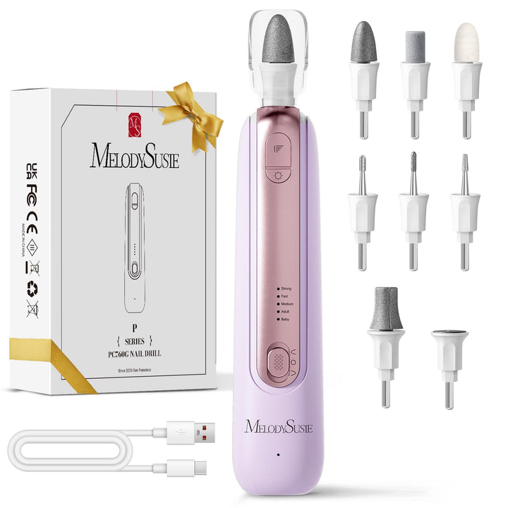 MelodySusie Professionelles Pediküre Set, PC760G 8 in 1 Elektrischer Nagelfräser mit 5 Geschwindigke