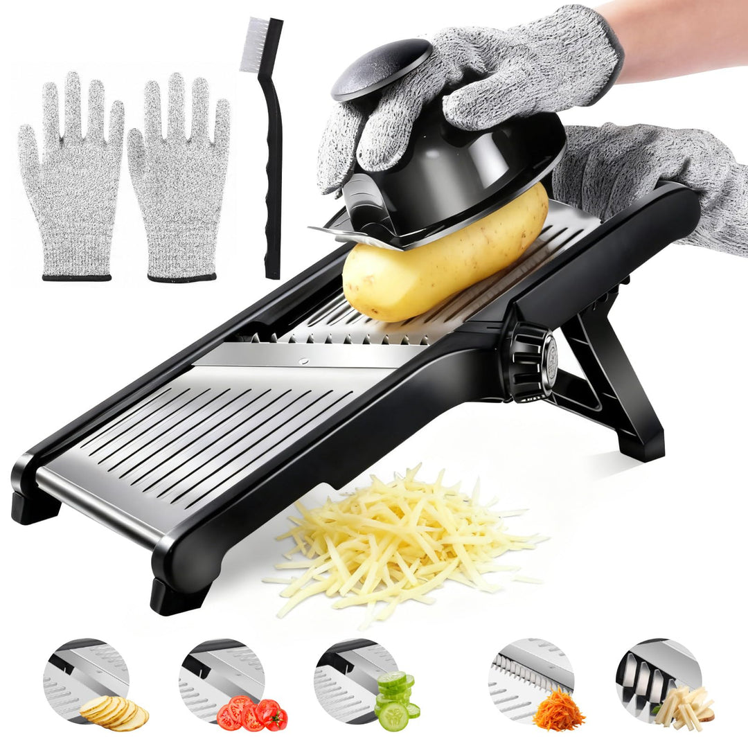 Mandoline Gemüsehobel, Gemüsehobel Mandoline Edelstahl, Gurkenhobel Dünne Scheiben, Multifunktion Ge