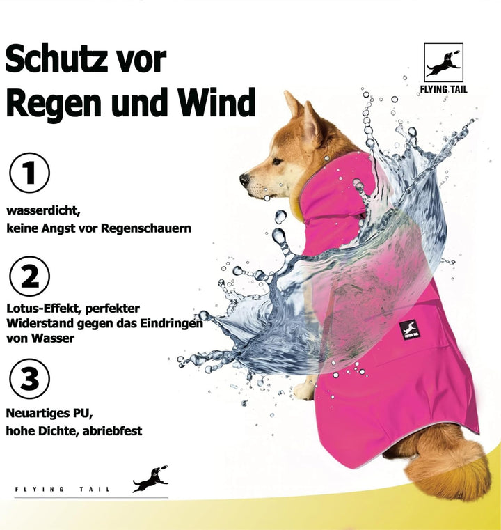 Nicht versteifend, superweicher Handgefühl Hunderegenmantel, reflektierend, verstellbar, leicht zu t