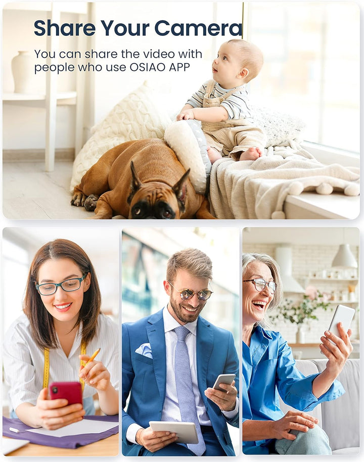 GNCC Überwachungskamera Innen, Hundekamera mit APP Zwei-Wege-Audio, WLAN Kamera Babyphone mit Kamera