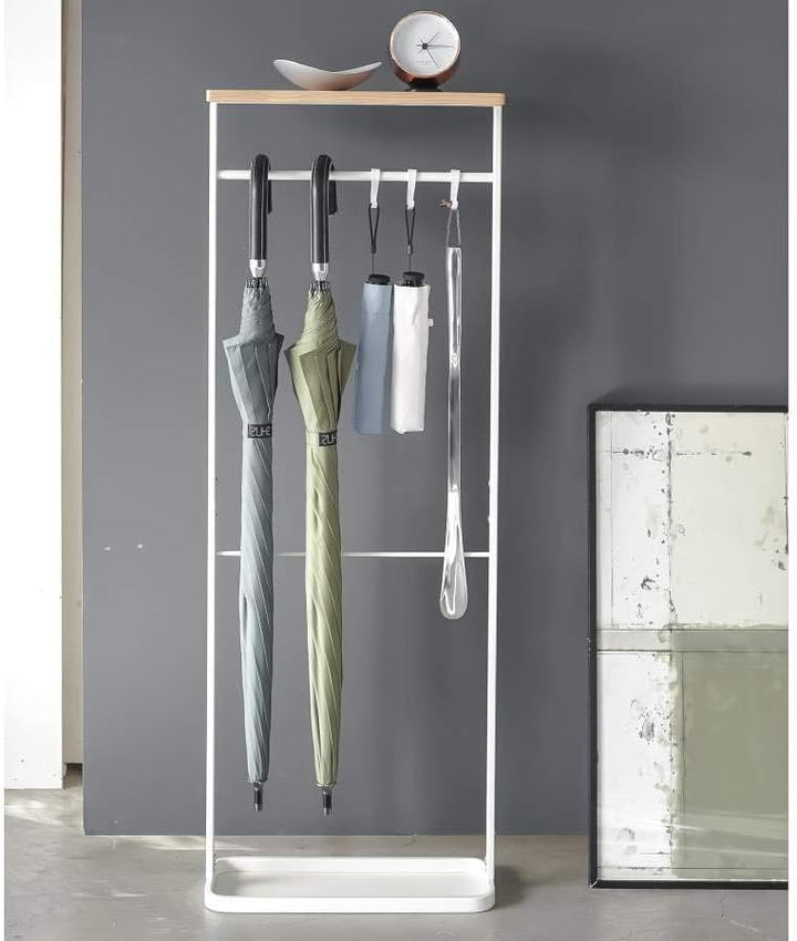 Hanging umbrella stand with wooden top - White