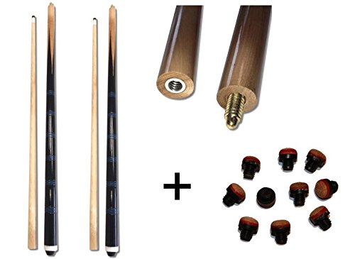 2xBillardqueue zweiteilig ECO in toller Optik+10 Ersatzschraubleder schwarz-blau, schwarz-blau