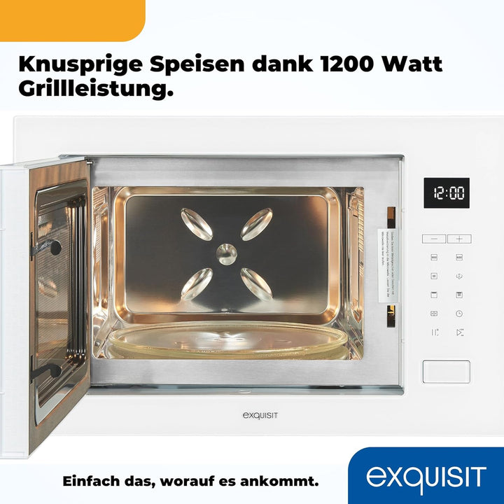 Exquisit EMW25-G-020 weiss | 60cm Einbaumikrowelle | Grillfunktion | Touch | Timer | Schnellstart