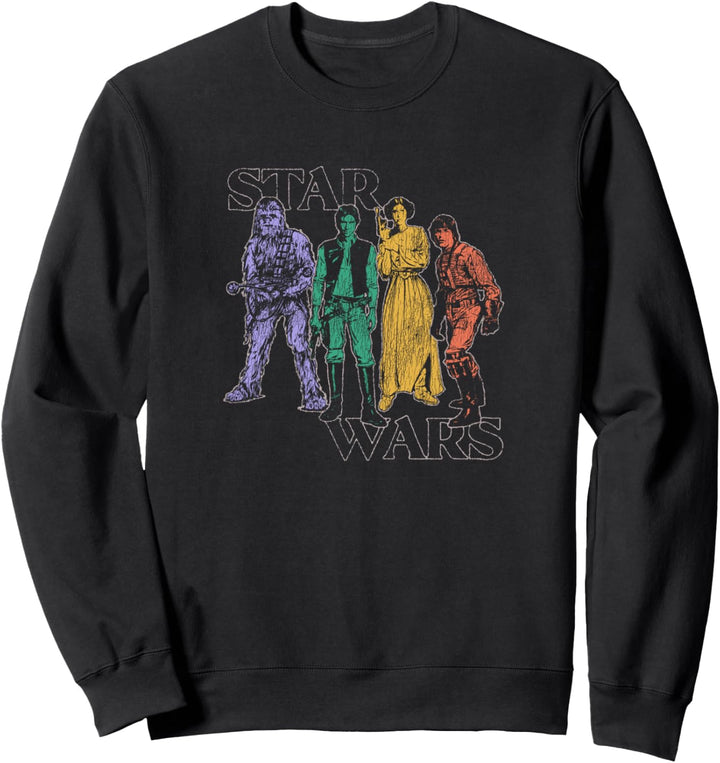 Star Wars Luke Leia Han Solo Chewbacca Rainbow Colors Sweatshirt
