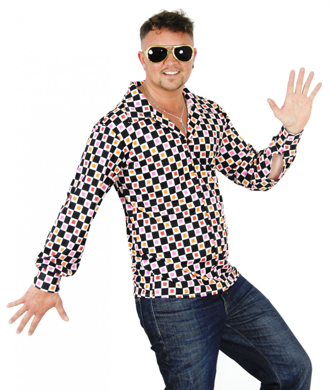 Cooles 60er 70er Jahre Hippie Hemd für Herren Karneval Fasching Party Grösse M M Mehrfarbig, M Mehrf