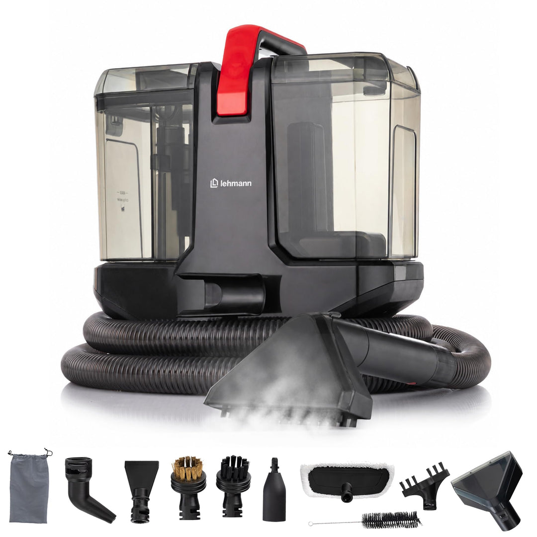 LEHMANN SteamWash 1800 Waschsauger &amp; Dampfreiniger 4in1, Polsterreiniger und Teppichreiniger mit War