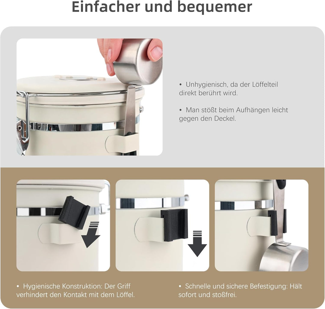 ShanSon Kaffeedose Luftdichtes Kaffee-Container Edelstahl-Kaffee-Lagerbehälter mit Messlöffel Kaffee