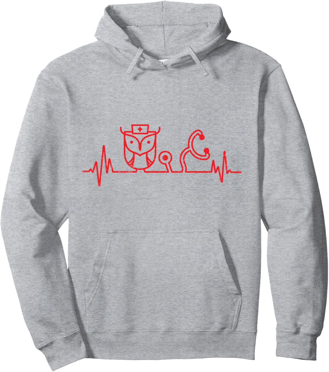 Herzschlag Krankenschwester Eule Geschenk MFA Pullover Hoodie