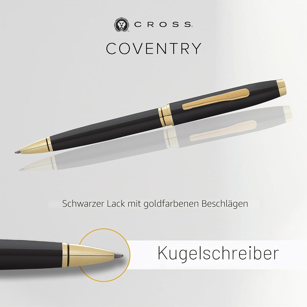 Cross Coventry Kugelschreiber (Strichstärke M, inkl. Geschenkverpackung) schwarz/gold schwarz/gold K