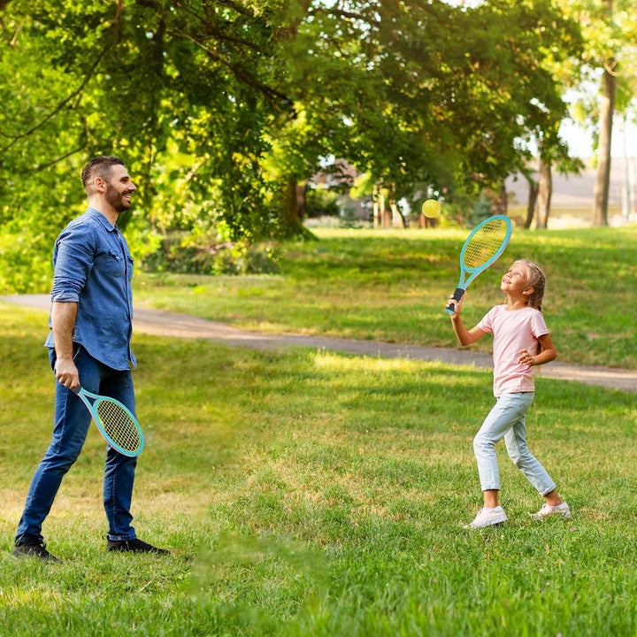 Kinder Tennisschläger Set mit Tasche – 2-in-1 Tennisschläger &amp; Badmintonschläger, 4 Schaumbälle + 6