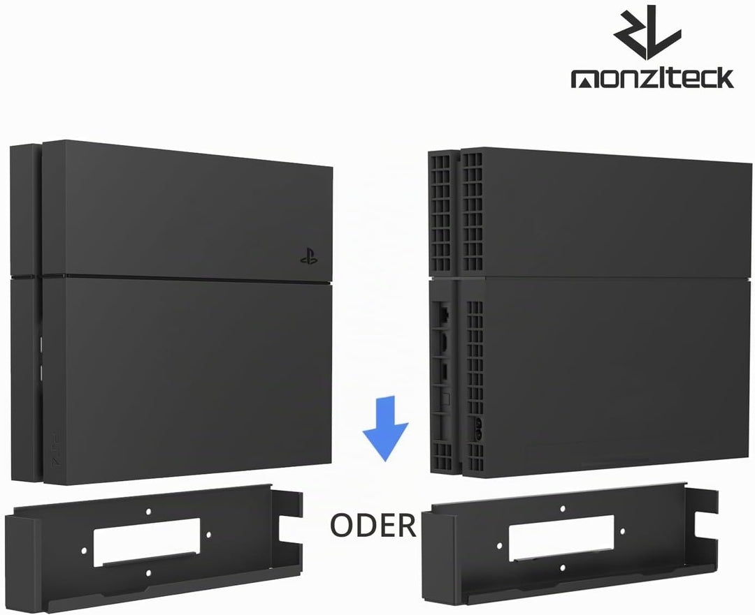 Monzlteck Wandhalterung für PS4 Original (altes Modell), in der Nähe oder hinter dem Fernseher, plat