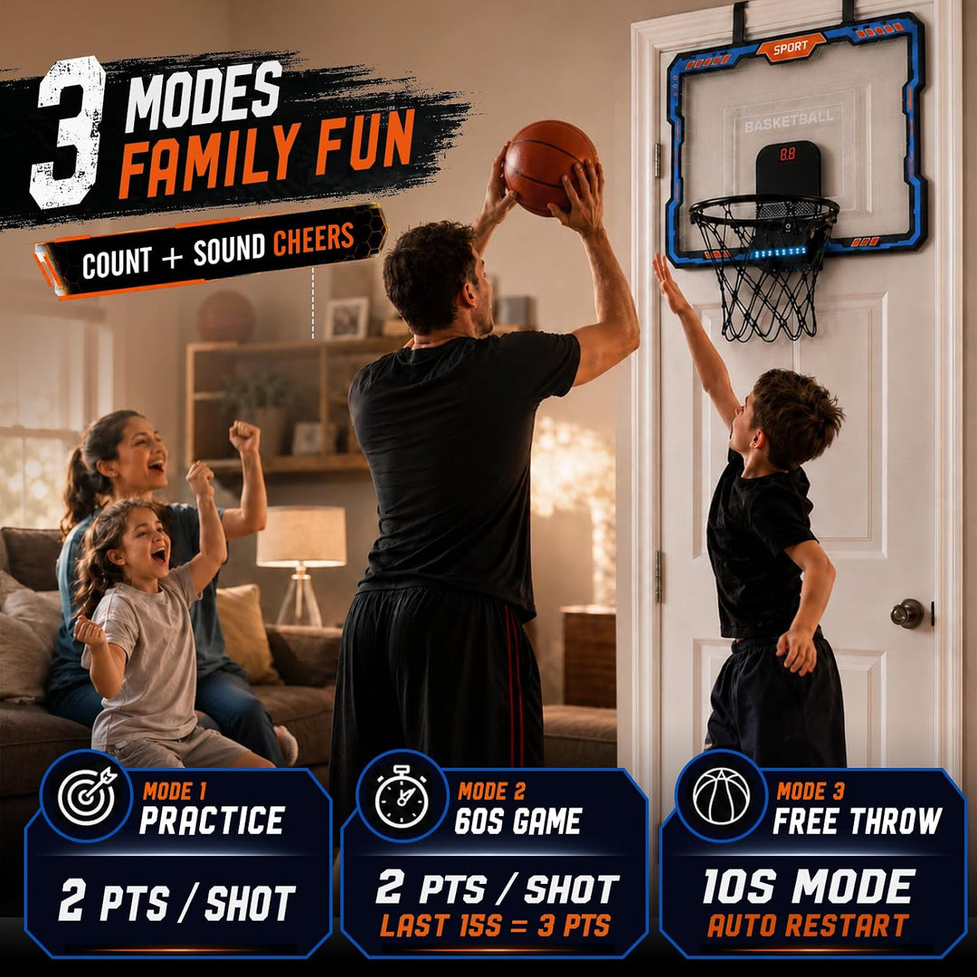 YESHIN Indoor Basketballkorb Kinder mit 7 Farb-LED Licht &amp; Fernbedienung, Mini Basketball Set für Tü