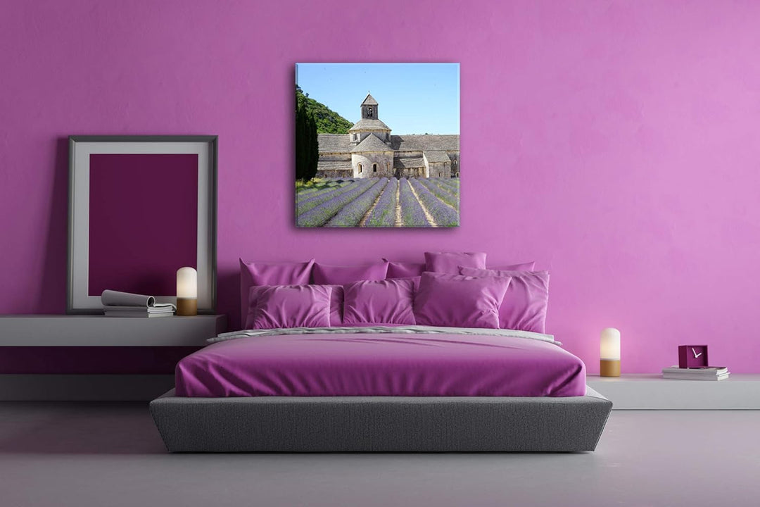 Lavendel Feld in der Toskana Format: 70x70 als Leinwandbild, Motiv fertig gerahmt auf Echtholzrahmen