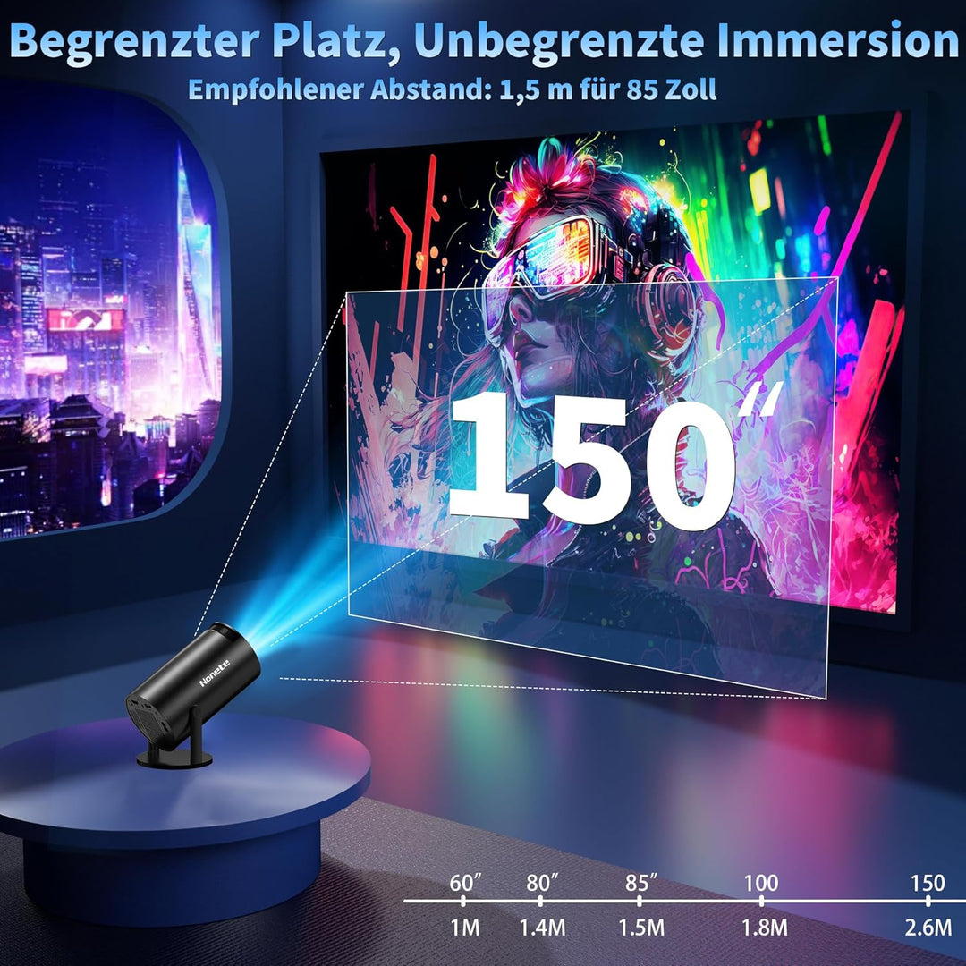 Beamer 4K Projektor Full HD 1080P【2026 Modell】 Mini Beamer mit WiFi 6 und Bluetooth 5.2, Android Tra